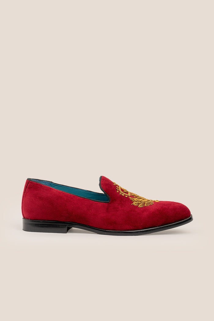Archer Bordo velvet slip-on loafers for men featuring plush velvet material and sleek design, ideal for formal and smart casual occasions.