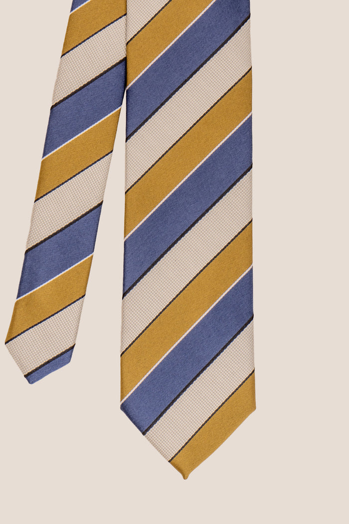 Archie Navy/Brown tie with striped design, ideal for weddings, parties, and formal occasions.