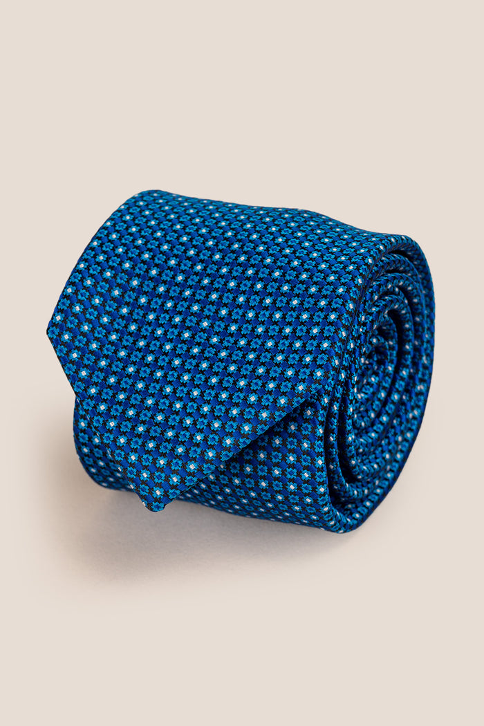Arthur Navy tie with geometric print, ideal for weddings, formal events, and special occasions.