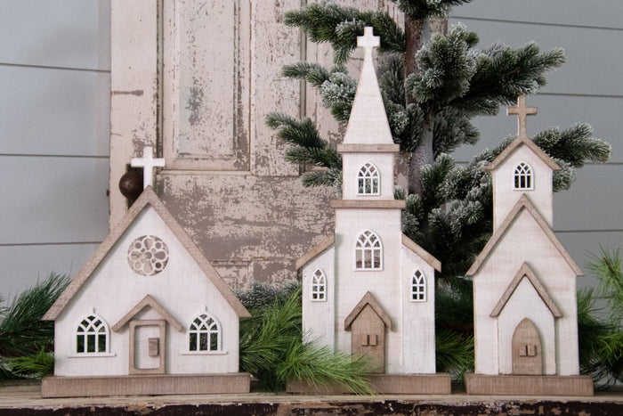 Audrey’s Home & Gifts Whitewashed Wooden Church Figures(assorted styles sold individually)