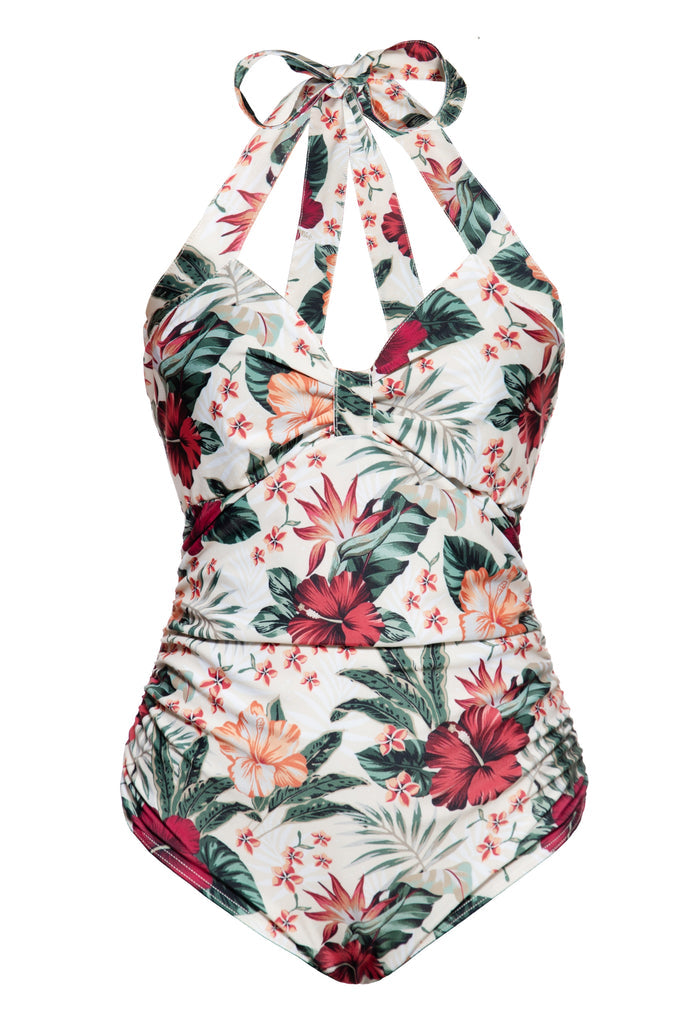 Badeanzug Flowers, Creme