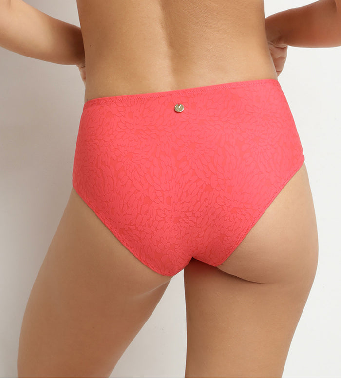 Bas de maillot de bain culotte haute motif Hibiscus Dim Swimwear