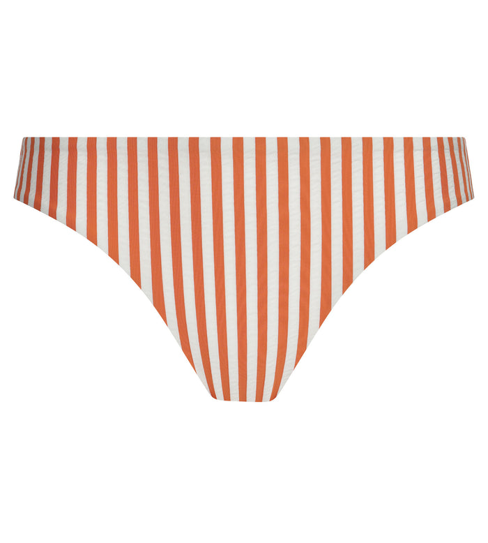 Bas de maillot de bain culotte midi femme Orange rayé Dim Swimwear