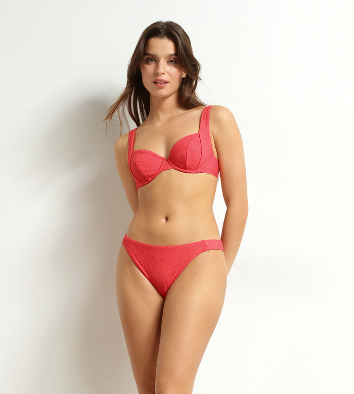 Bas de maillot de bain culotte midi motif Hibiscus Dim Swimwear
