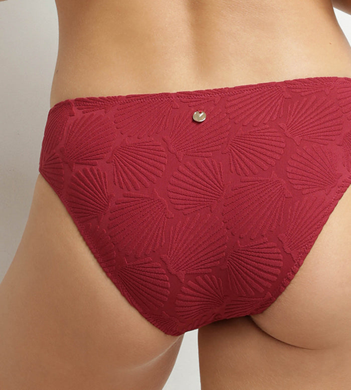 Bas de maillot de bain slip midi motif coquillage Dim Swimwear