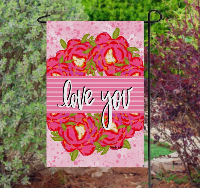 Baxter & Me Garden Flag-Love You Bouquet Wreath