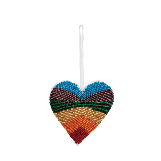 Beaded Rainbow Heart Ornament