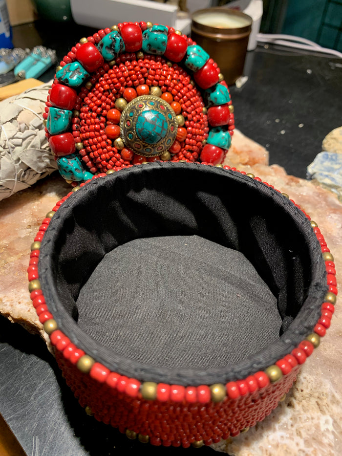 Beaded Round Box from Nepal