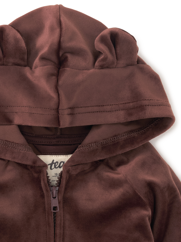 Bear Ears Velour Baby Hoodie