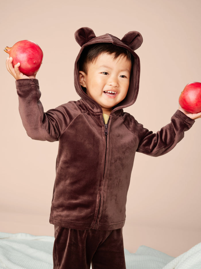 Bear Ears Velour Baby Hoodie