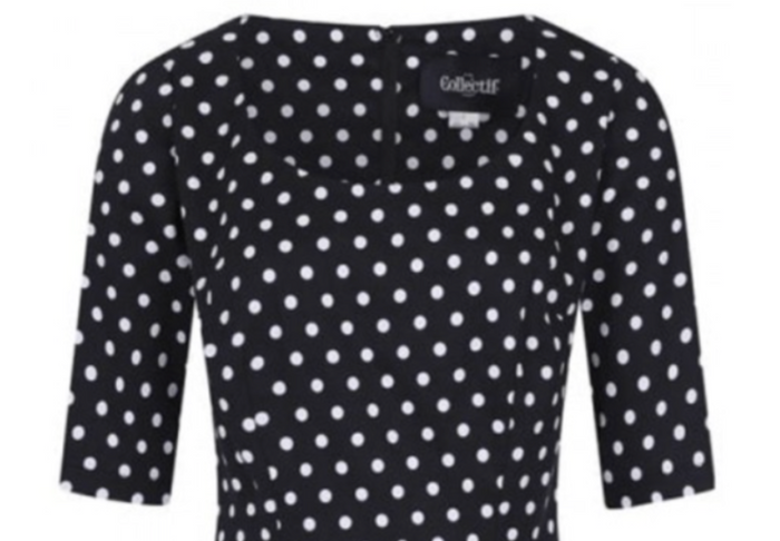 Bleistiftkleid Amber Polka, Schwarz-Weiß