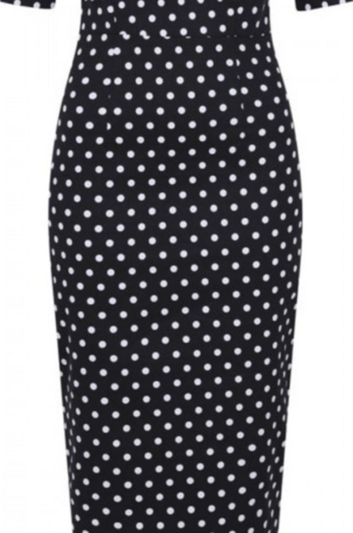 Bleistiftkleid Amber Polka, Schwarz-Weiß