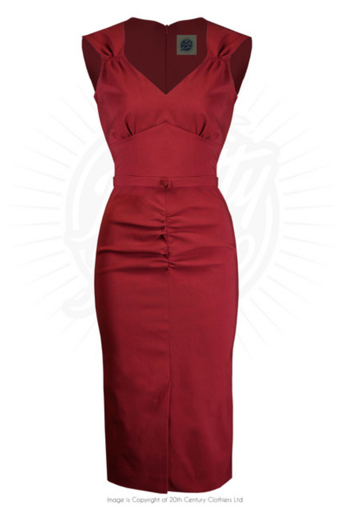 Bleistiftkleid Rita (Wiggel Dress) Weinrot