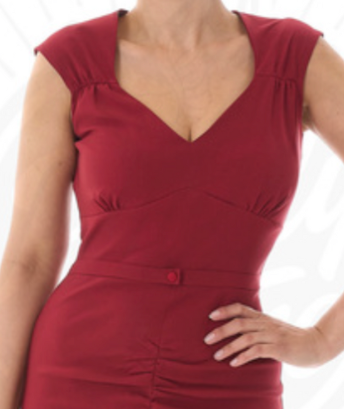 Bleistiftkleid Rita (Wiggel Dress) Weinrot