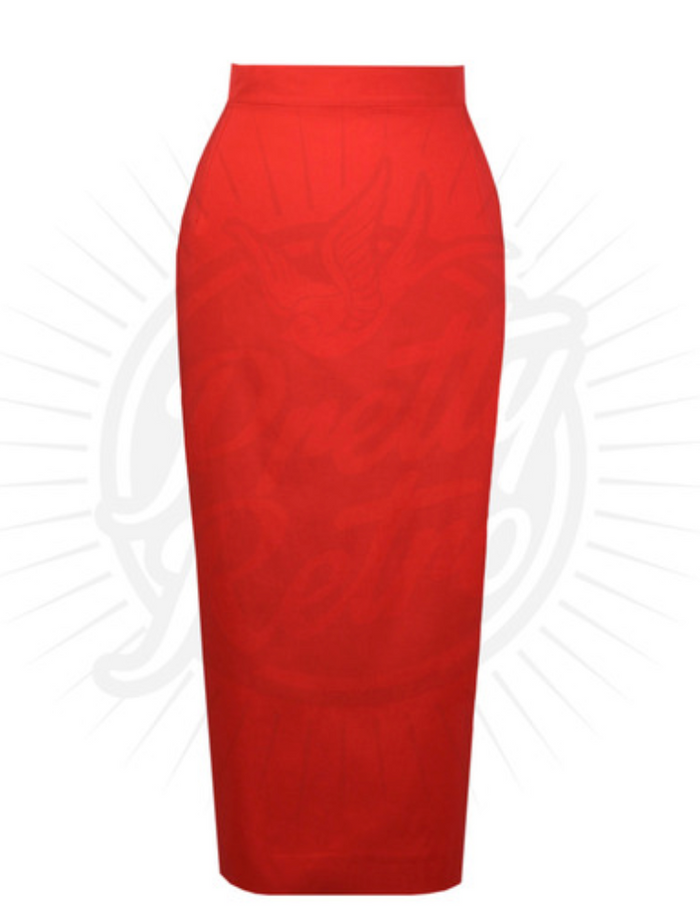 Bleistiftrock Retro 50s, Rot