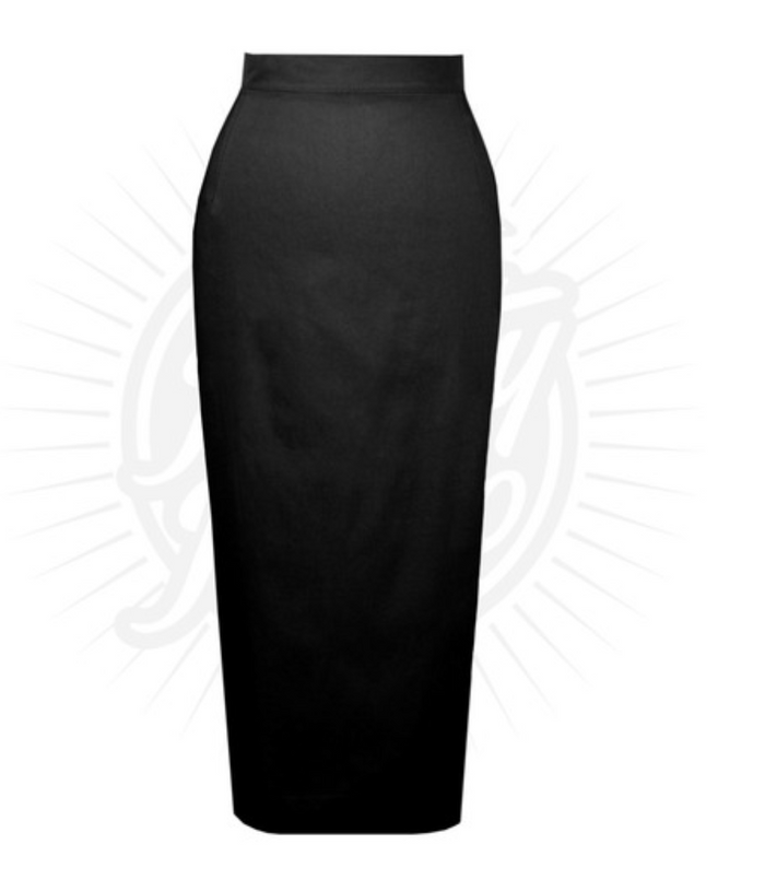 Bleistiftrock Retro 50s, Schwarz