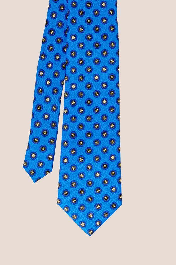 Blue Geometric Pattern Silk Tie with striking design, ideal for weddings, formal events, and smart attire.