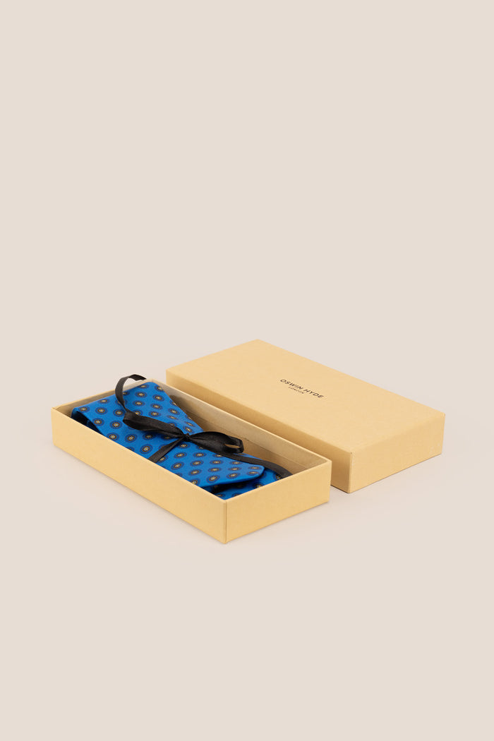 Blue Geometric Pattern Silk Tie with striking design, ideal for weddings, formal events, and smart attire.