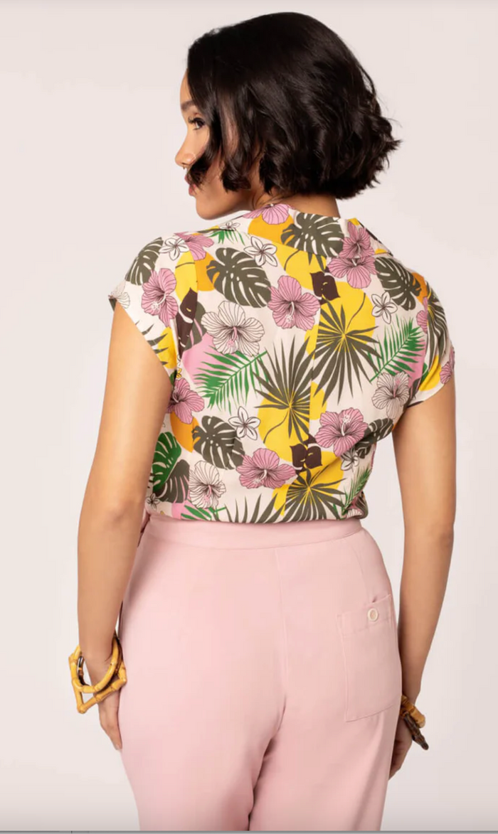 Bluse Benita, Tropisches Blumenmuster
