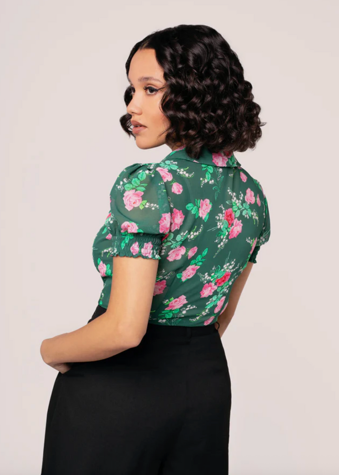 Bluse Mabel Roses,40's, Grün