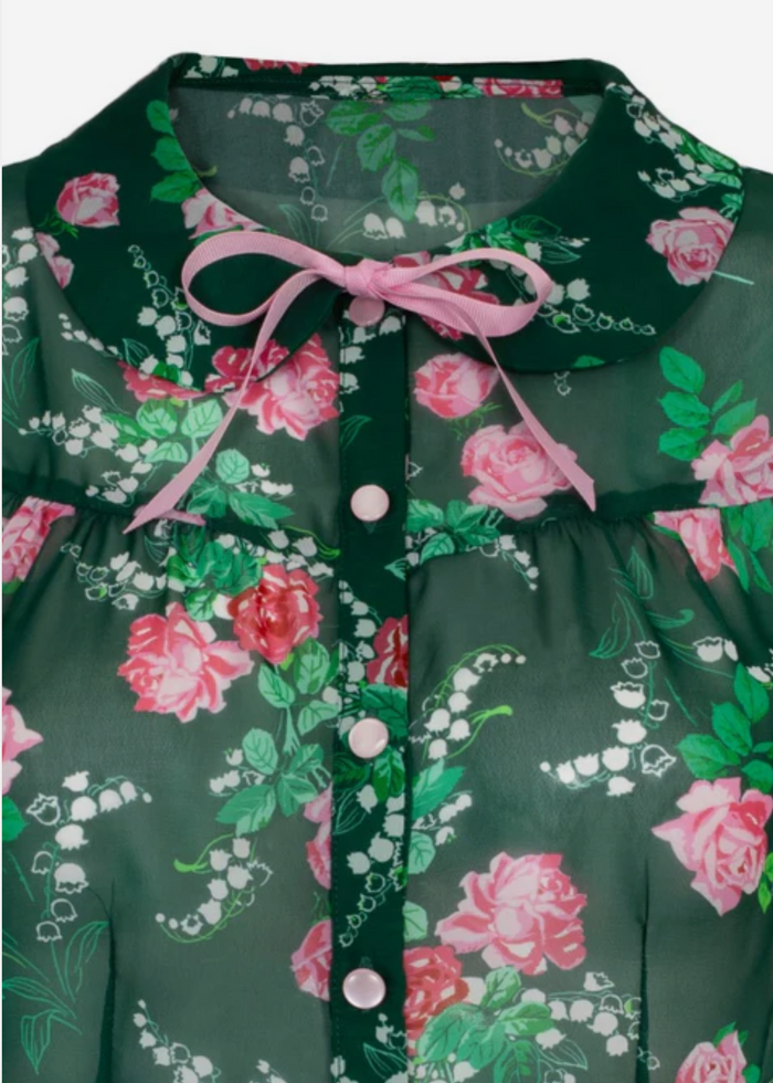 Bluse Mabel Roses,40's, Grün