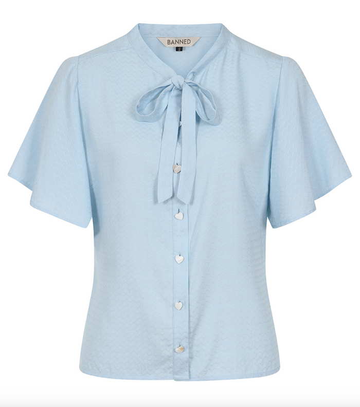 Bluse May Wave mit Flügelärmel in Hellblau