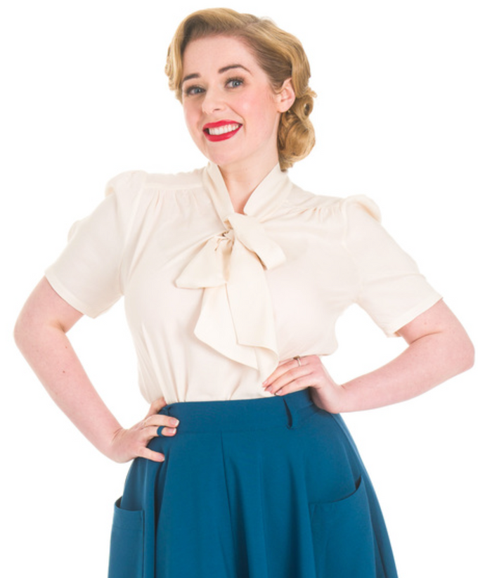 Bluse Pussy Bow, ivory