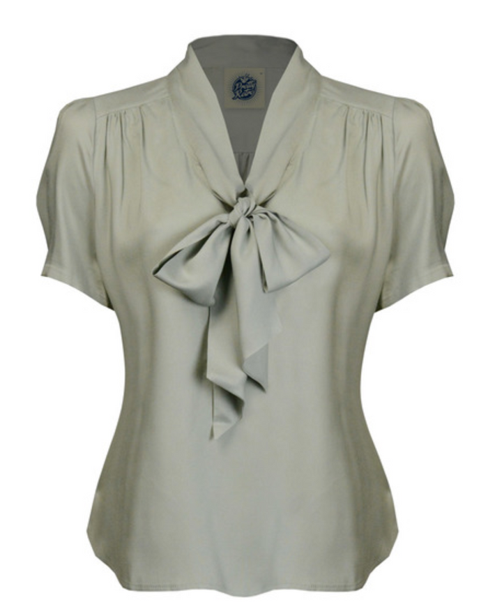 Bluse Pussy Bow, Salbei