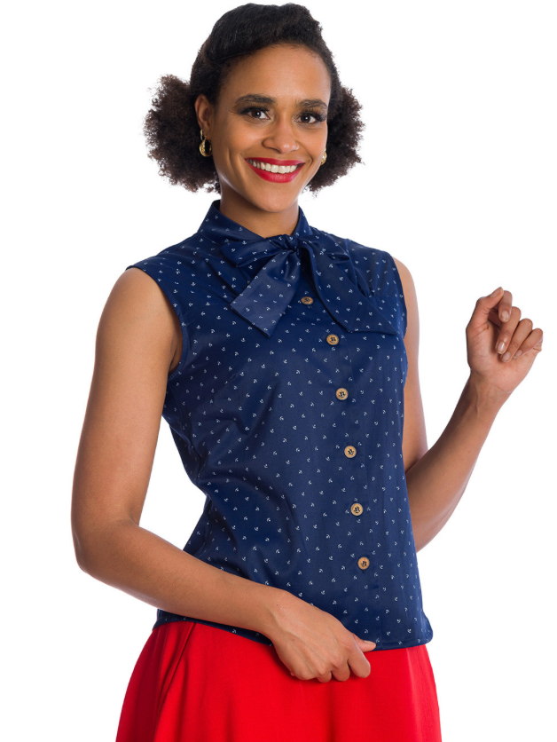 Bluse Sea Scape , Navy , Plus Size