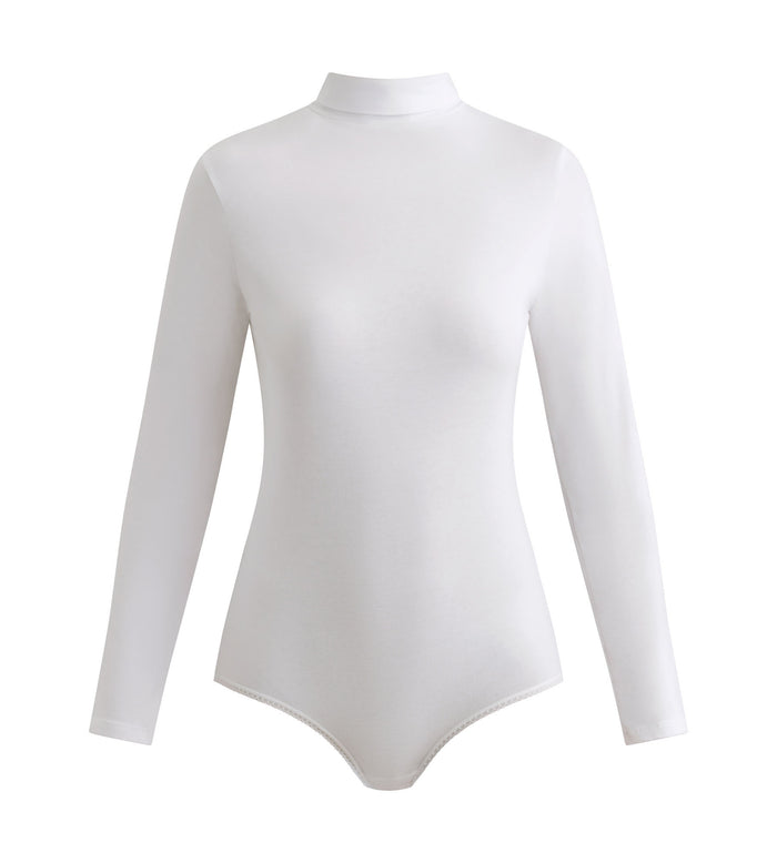 Body manches longues femme col montant Blanc Dim Thermal