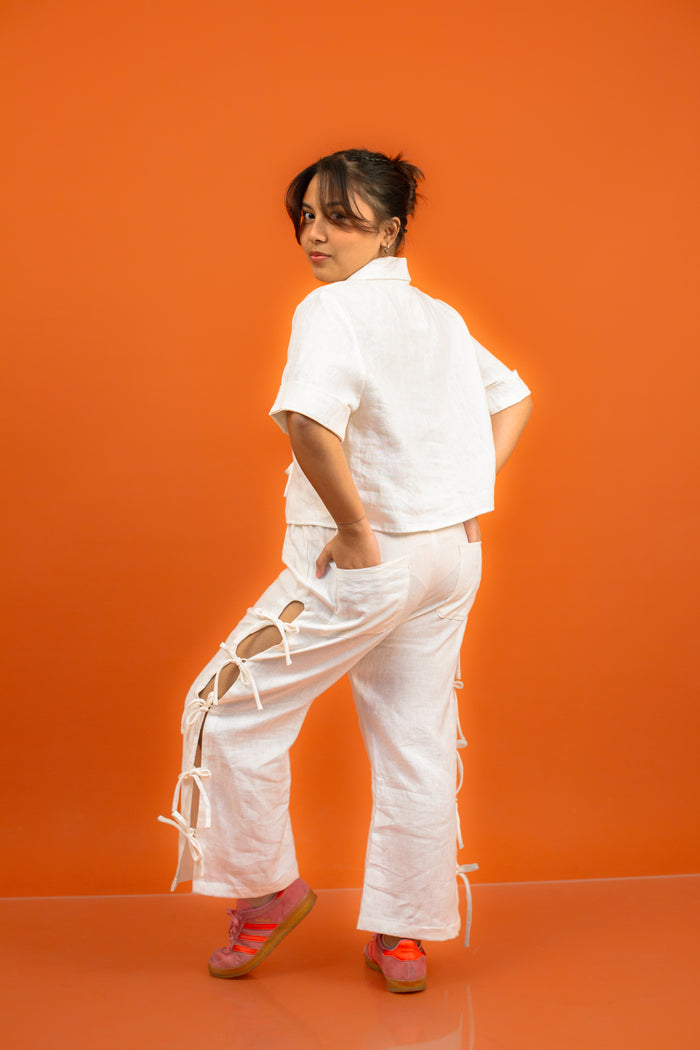 Bows on Bows Pants in White