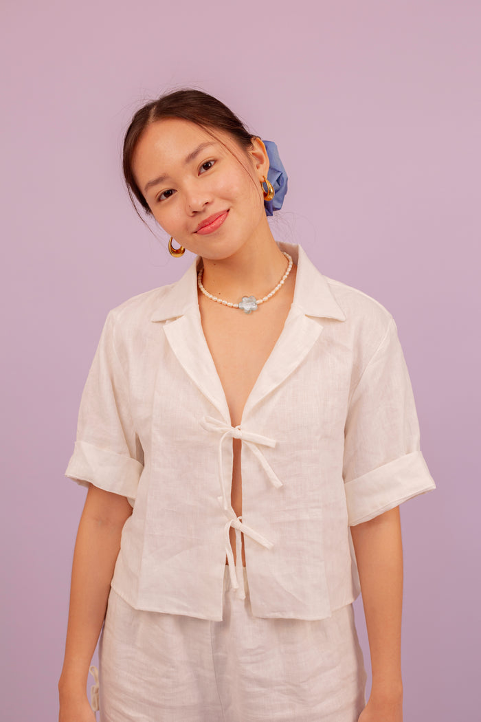Bows on Bows Top in White