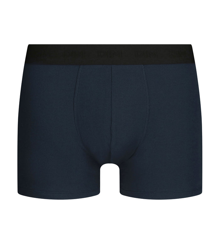 Boxer homme en coton modal côtelé Bleu Minuit Dim Élégant