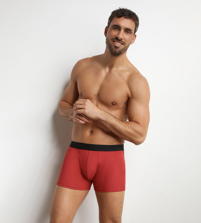 Boxer homme en coton modal côtelé Rouge Dim Élégant