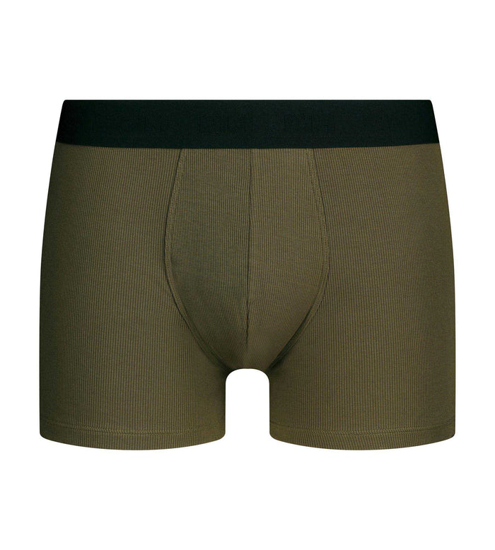 Boxer homme en coton modal côtelé Vert Olive Dim Élégant