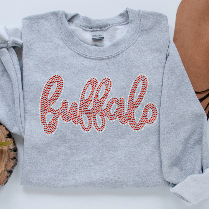 Buffalo Cursive w/ Outline RHINESTONE TRANSFER