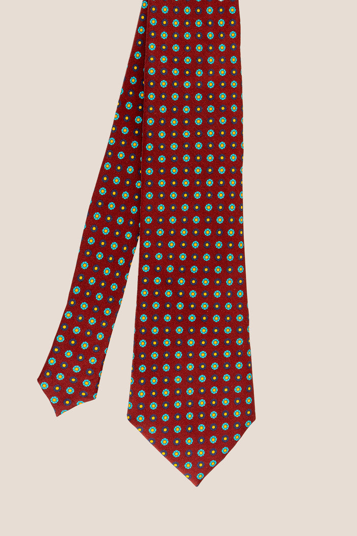 Burgundy Geometric Pattern Silk Tie with sophisticated design, perfect for weddings, formal events, and smart attire.