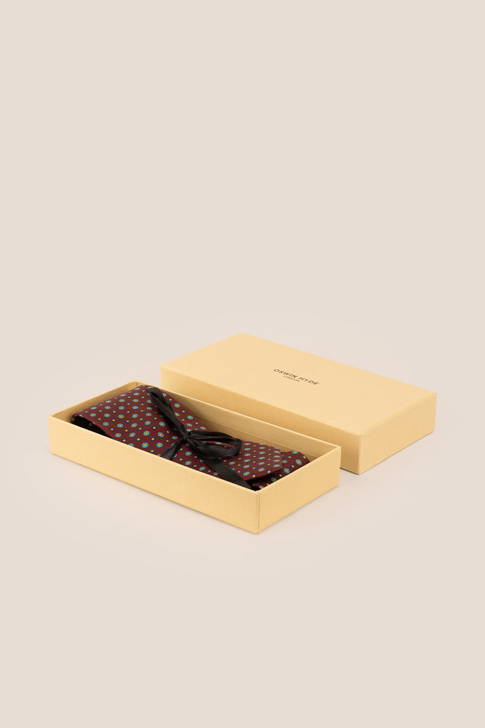 Burgundy Geometric Pattern Silk Tie with sophisticated design, perfect for weddings, formal events, and smart attire.