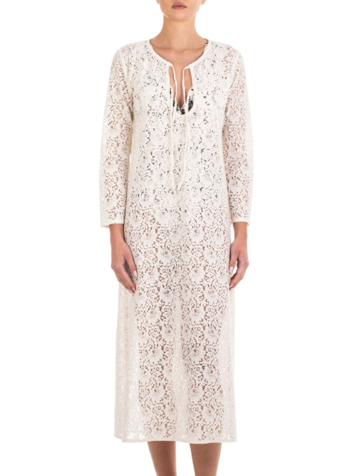 Caftans Emmanuela Swimwear Capri Lace Caftan Ivory Apoella
