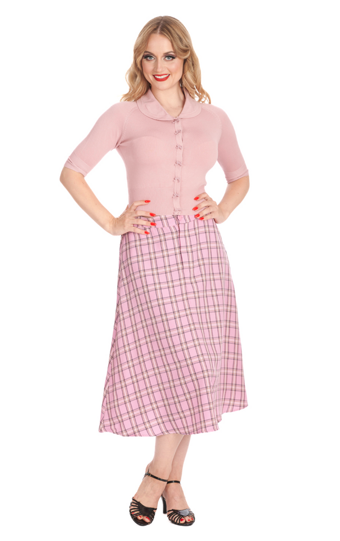 Cardigan April mit Bubikragen und Druckknöpfen, Blush-Rosa