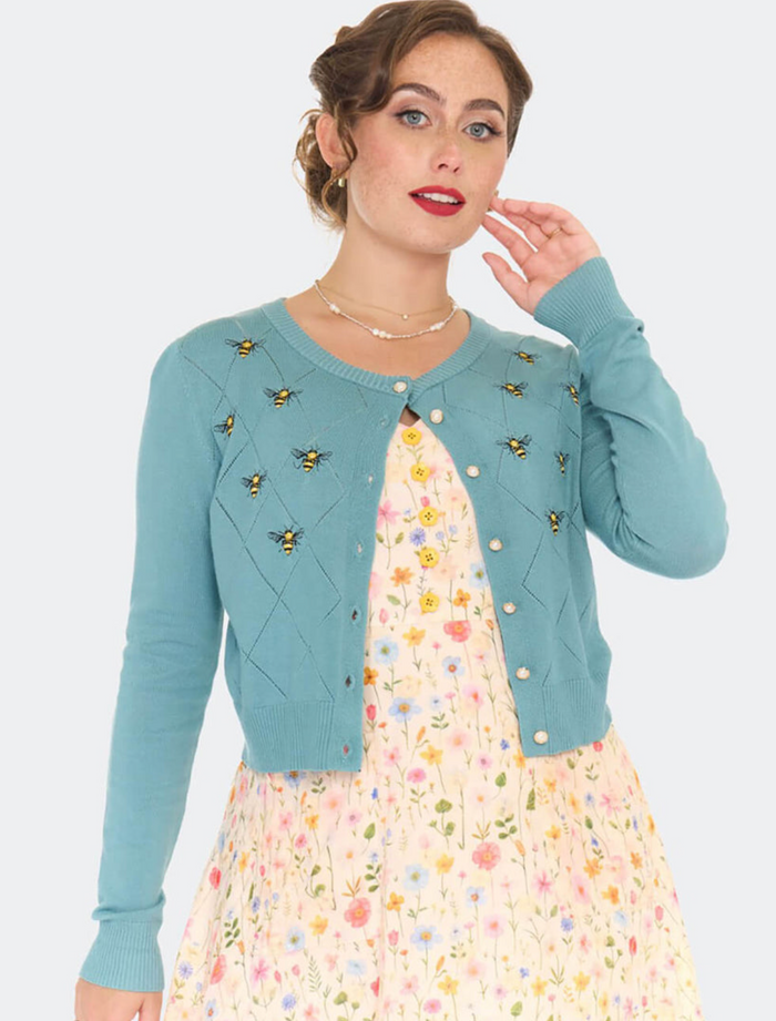 Cardigan Bee 50's mit Bienenmotiv