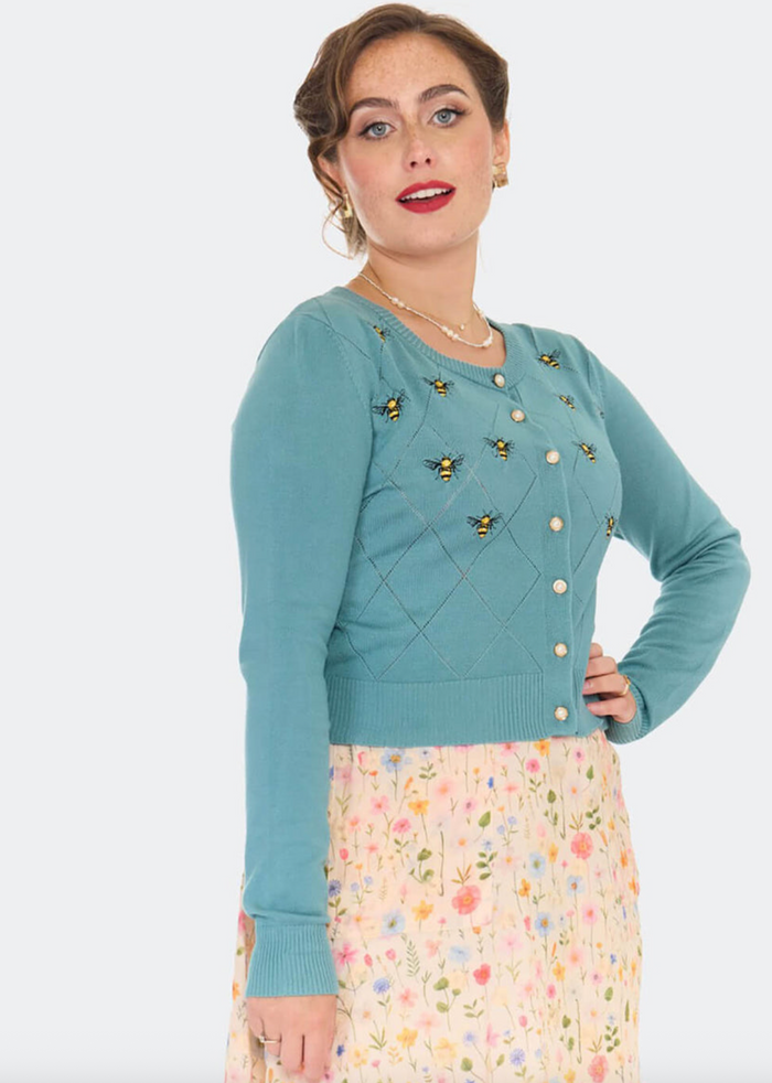 Cardigan Bee 50's mit Bienenmotiv