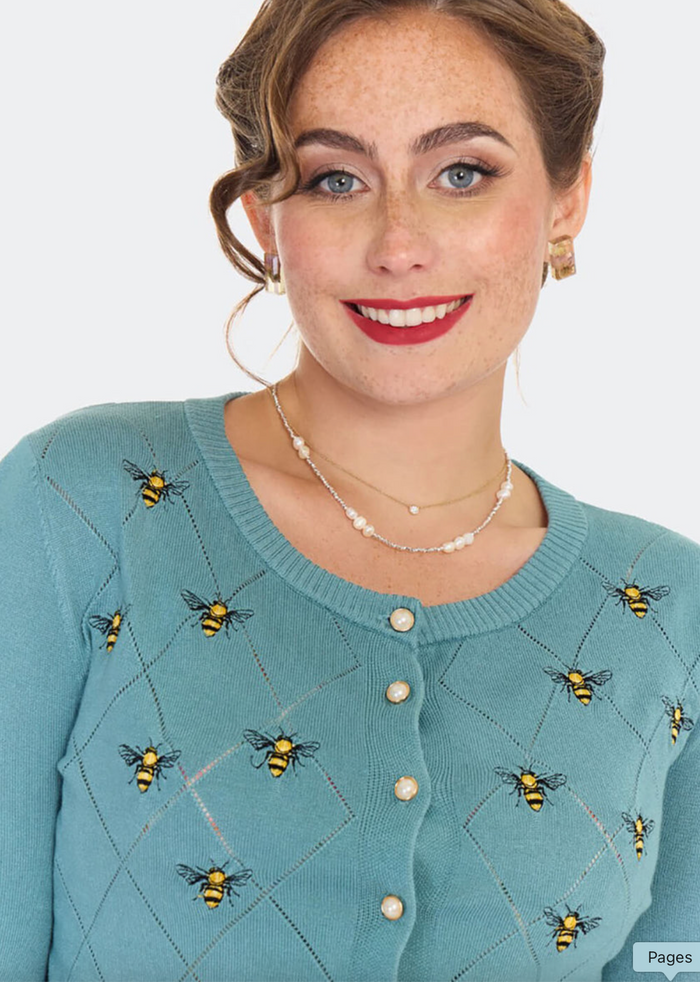 Cardigan Bee 50's mit Bienenmotiv