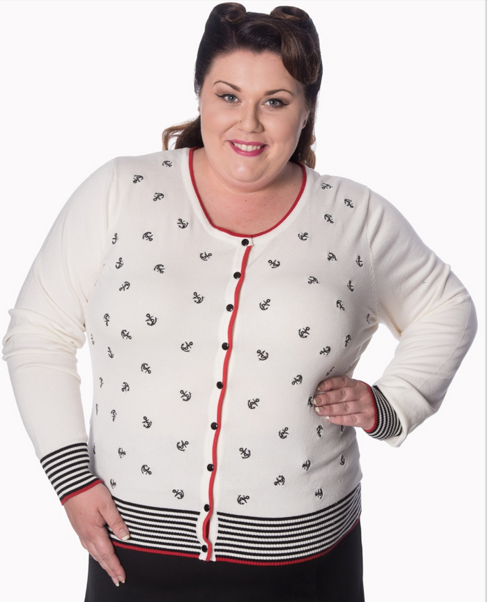 Cardigan Close Call mit Anker-Stickerrei, Ivory, Plus Size
