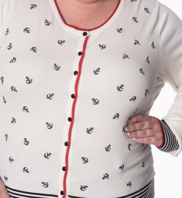 Cardigan Close Call mit Anker-Stickerrei, Ivory, Plus Size