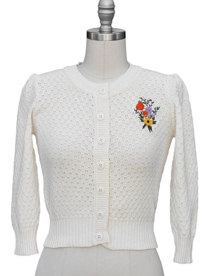 Cardigan Flower Bouquet, Cremeweiss, Plus Size