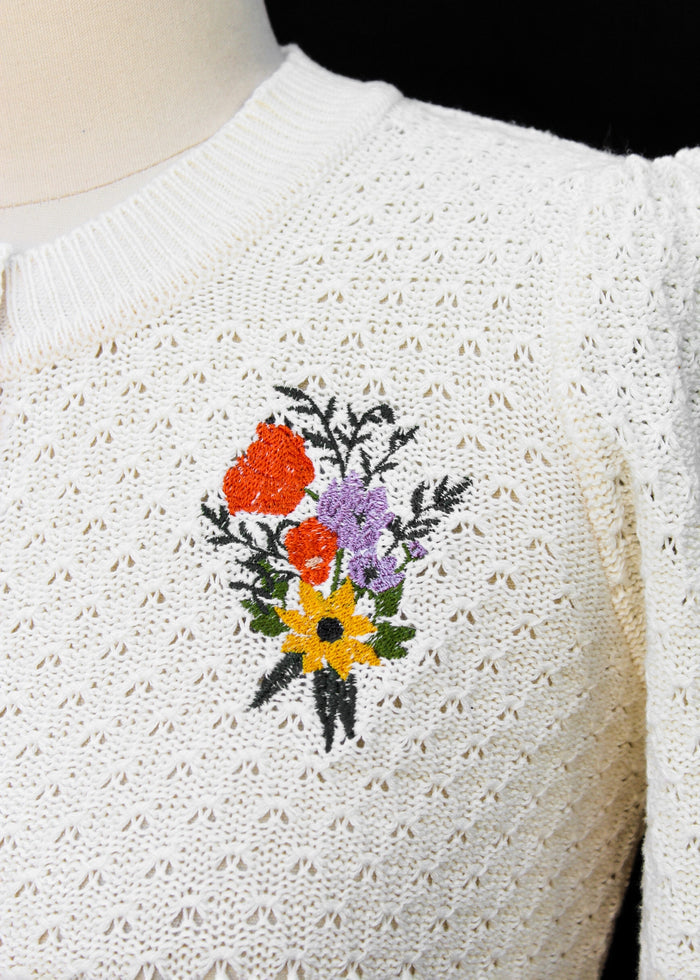 Cardigan Flower Bouquet, Cremeweiss, Plus Size