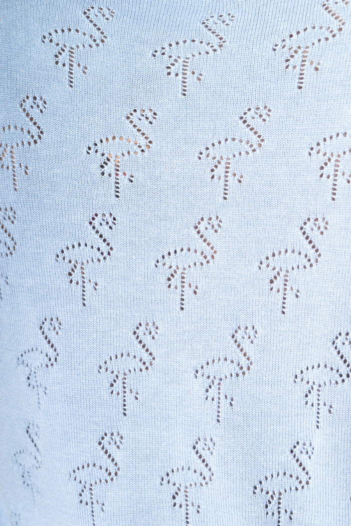 Cardigan Goddess mit Flamingo-Lochstickerei, Hellblau