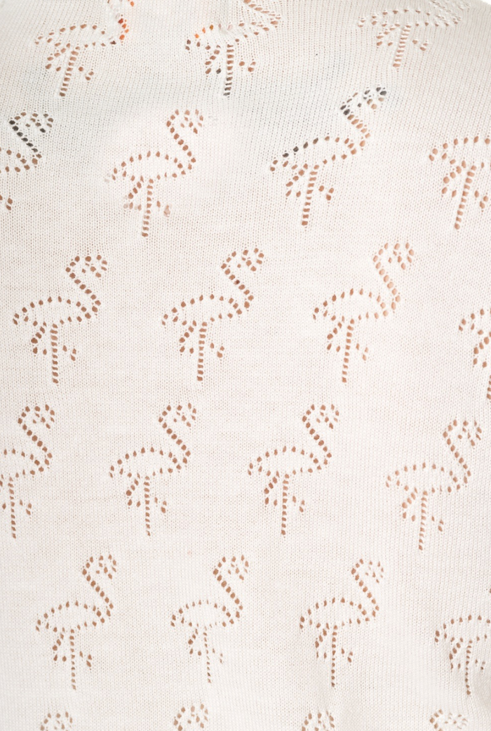 Cardigan Goddess mit Flamingo-Lochstickerei, Ivory