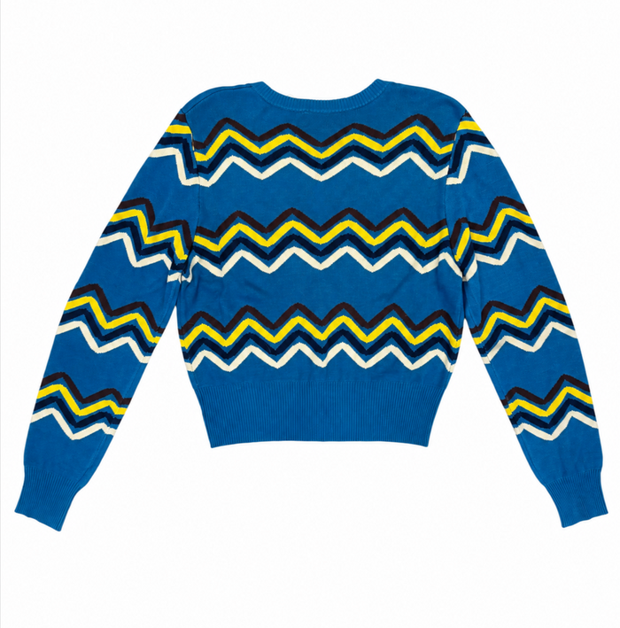 Cardigan Good Vibes mit Zick-Zack Muster, Blau